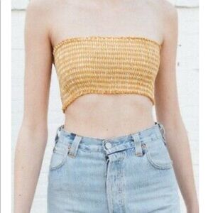 Brandy Melville Yellow/White Kessy Tube Top NWT